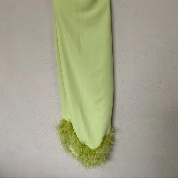 House of CB ‘Alessia’ Lime Feathered Midi Dress NWOT size XS‎ $299 - Picture 9 of 16